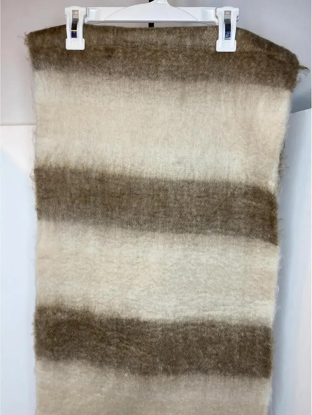 CATO C Fringed Infinity Polyester Scarf One Size Plaid Tan & Off White